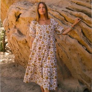 Rachel Pally Mae Dress in Marigold Block Print Sz M - Like New!
